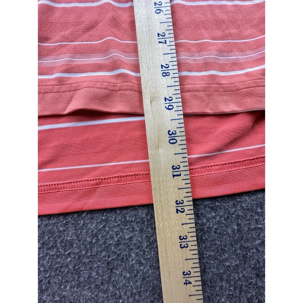 Adidas Polo Mens Medium Orange Striped Short‎ Sleeve Shirt Golf Puremotion